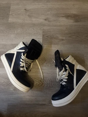 Rick Owens Geobasket Milk Sneaker Size 11 Men's Black Leather - Image 1 of 4