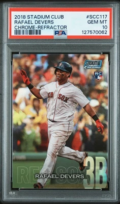 2018 Stadium Club Chrome #117 Rafael Devers Refractor PSA 10 Rookie - Image 1 of 2