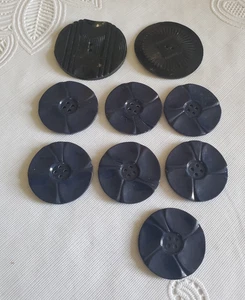 Lot of 9 Vtg Button Plastic, Bakelite? Hard Plastic Black Etched design - Picture 1 of 1