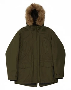 JACK & JONES Mens Hooded Parka Jacket UK 42 XL Khaki Polyester CE15 - Picture 1 of 5