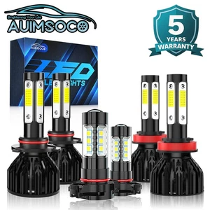 LED Headlight 9005 H11 High Low & H16 Fog Light Bulbs 6Pcs 6000K Cool White Kit - Picture 1 of 18