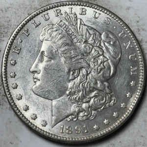 1891-S $1 Morgan Silver Dollar. Attractive AU Example! - Picture 1 of 2