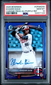 2025 Bowman Chrome Khadim Diaw CPA-DW Purple Refractor /250 MN Twins - Bild 1 von 2
