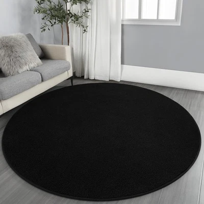 Ultra Soft Round Area Rugs for Living Room Bedroom, 6x6 Feet Black Thickened ... - Image 1 of 4