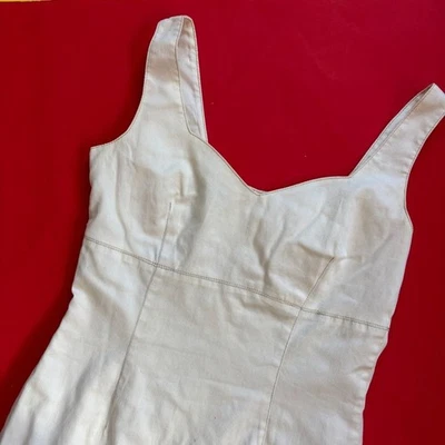 Vintage 90s Esprit Classic Elegant Solid Cream Button Back Mini Dress Size 5/6 - Image 1 of 4