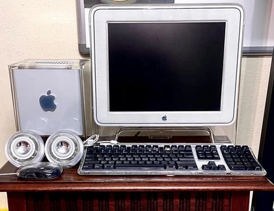 Configuración completa Apple PowerMac G4 Cube - Teclado OEM, mouse, altavoces Apple - OS 9.2 Foto 1 de 4