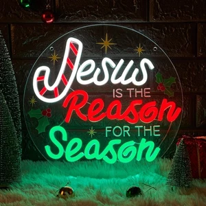 Jesus ist der Grund für die Jahreszeit Leuchtreklame Weihnachten christlich  - Bild 1 von 6