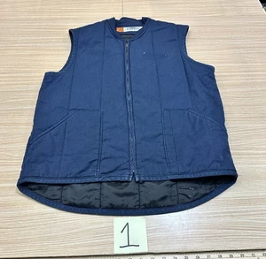 Men's Large Long Red Kap Navy Full Zip Quilt Lined Work Twill Vest VT22NV3 - Picture 1 of 6