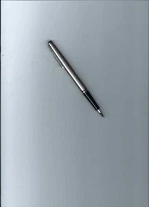 Bolígrafo vintage Parker 15 de acero inoxidable con borde cromado - nuevo relleno negro - Imagen 1 de 6