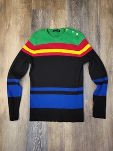 LAUREN RALPH LAUREN TAILLIERTER STRICKPULLOVER MIT REGENBOGENSTREIFEN DAMEN GR. XL - Bild 1 von 6