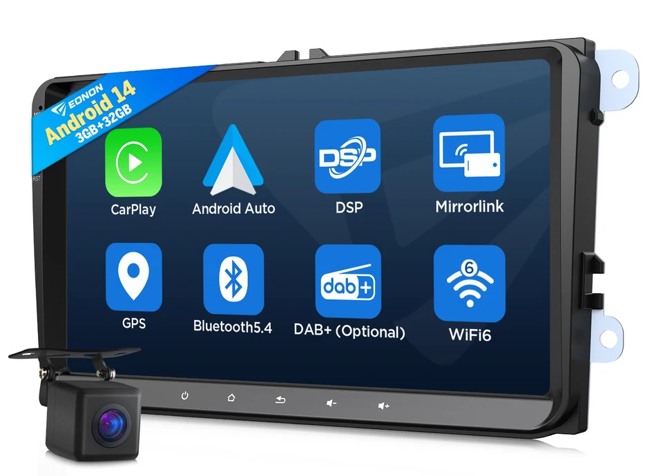 Android 14 Car Play Radio GPS WiFi for VW Jetta Golf V Golf Plus Scirocco RCD330 - Image 1 of 4