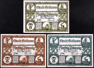 GOLLNOW / GOLENIÓW 1921 ¡Raro 50 Pf variantes de color! Notgeld alemán Polonia Foto 1 de 2