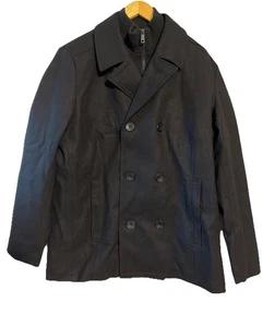 Kenneth Cole Mens Black New York Wool Blend Pea Coat Size XL - Picture 1 of 8