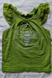 Trish Scully Girls 4T Tank Lime Green w/ Ruffle Sleeves Bee Embroidery - Picture 1 of 10