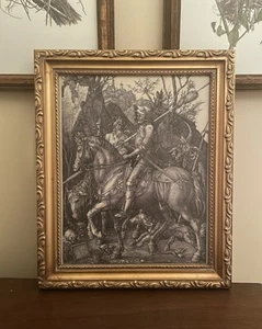Albrecht Durer Knight Death & Devil 9.5x11.5 Vintage Gold Frame Gallery Wall Art - Picture 1 of 3