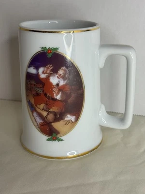 Taza Coca-Cola Santa 1996 Edición Coleccionista Borde Dorado Vacaciones Haddon Sundblom Arte Foto 1 de 4
