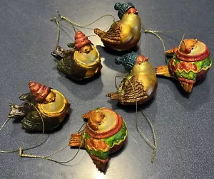 Lot of 6 Raz Imports Christmas Ornament Fat Bird w Hat and Scarf 2 of Each Style - Picture 1 of 8