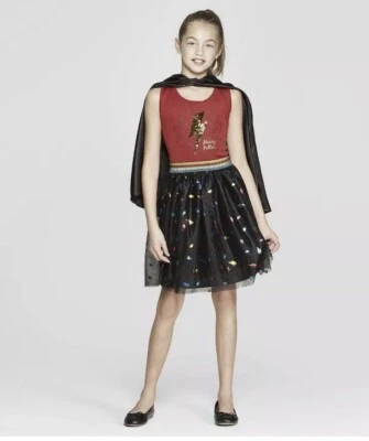 Harry Potter Lightening Bolt Sequin F.  HALLOWEEN Costume Dress/Cloak Size M 7/8 - Image 1 of 3