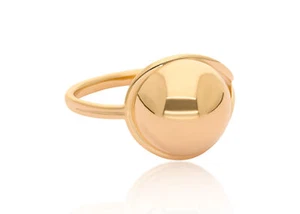 14K SOLID GOLD 12MM GOLD BALL DESIGN RING FINE JEWELRY SIZE-7 US - Picture 1 of 9