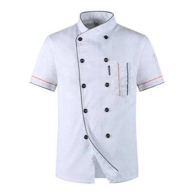 Kitchen Clothes Chef Jacket Shirts Chef Wear Catering Tops Short Sleeve Workwear - Image 1 of 4