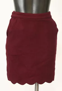 Skies Are Blue Women's Petite Berenice Scalloped Skirt LC7 Burgundy Size XSP NWT - Picture 1 of 4