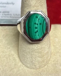 Anillo de plata de ley para hombre talla 11 malaquita - Imagen 1 de 9