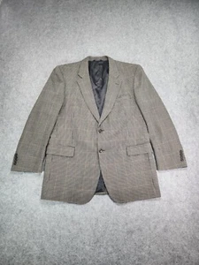 Jos A Bank Jacket Gray Houndstooth Check Silk Wool Sport Coat Blazer 46L - Picture 1 of 15