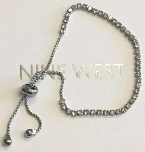 NINE WEST Bolo Infinity Bracelet Cubic Zirconia Diamond Tennis Bracelet w/ Bag - Picture 1 of 4