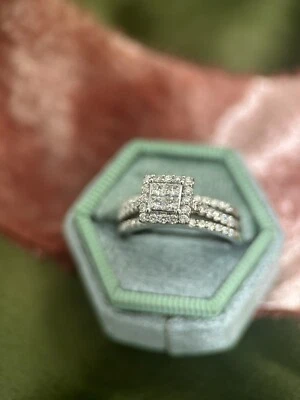 14k White Gold 62 Diamonds/ Engagement Ring Size 8.25/7.9g/0.74cttw - Image 1 of 4