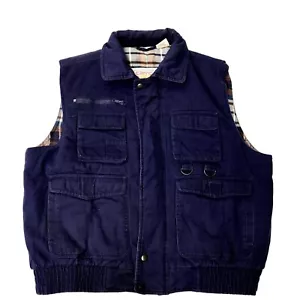 Vtg 80's Campus Rugged Outdoors Flannel Lined UTILITY Streetwear RETRO Vest L - Picture 1 of 6
