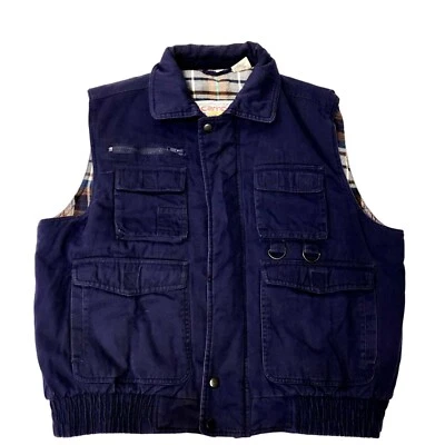 Vtg 80's Campus Rugged Outdoors Flannel Lined UTILITY Streetwear RETRO Vest L - Image 1 of 4