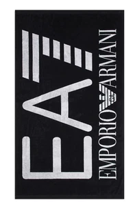 EMPORIO ARMANI EA7 7X000102 AF13300 UNISEX WOVEN TOWEL BEACHWEAR TELO MARE NERO - Foto 1 di 2