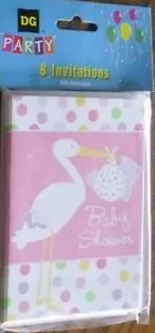 PACK DE 8 INVITACIONES BABY SHOWER CON 8 SOBRES DUCHA ROSA C MIS OTROS ARTÍCULOS - Imagen 1 de 2