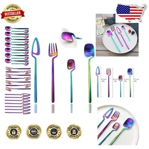 Rust-Resistant Rainbow Flatware Set - 32 Pieces, Dishwasher Safe for Elegance - Picture 1 of 10