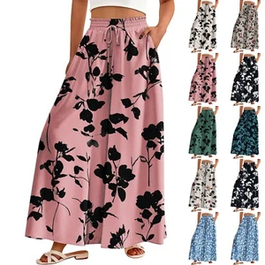 Wide Leg Pants Women High Waisted Palazzo Pants Casual Flowy Tie Knot Trousers - Picture 1 of 15