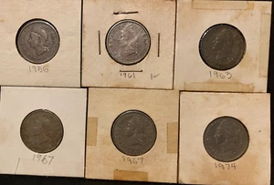 REPUBBLICA DOMINICANA, 1956-1974, 25 Centavos, lotto di 6, circolati - Foto 1 di 12