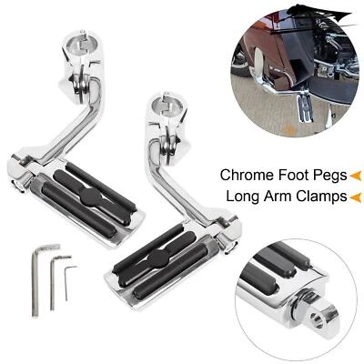 Kit de montaje de pedales de clavijas de pie de carretera para Harley Davidson Touring barra de choque de 1-1/4" Foto 1 de 4