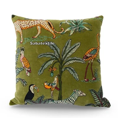 Funda de cojín de terciopelo indio verde tigre estampado decoración del hogar sofá decoración EE. UU. Foto 1 de 4