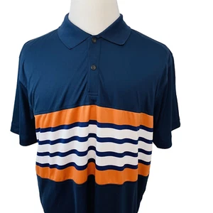 Tabasco Sport Golf Poloshirt Herren Large blau orange Streifen Freizeit Reisen Arbeit - Bild 1 von 8