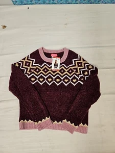 Zunie Girl Girls Holiday Sweater Size M 7/8 Burgandy - Picture 1 of 3