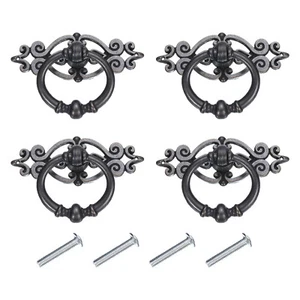 4 Sets Vintage Ring Drawer Pulls for Dresser Drawer Black(1.4" Long) - Picture 1 of 6