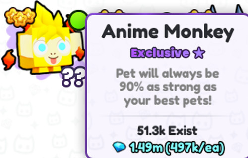 Anime Monkey Exclusive on Pet Sim Simulator 99 on Roblox game | eBay