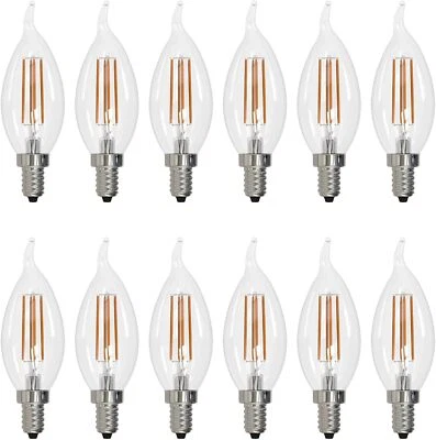 LED Filament CA11 Flame Chandelier Light 5.5W, 60W, 600LM, E12, 3000K, 12 Count - Image 1 of 2