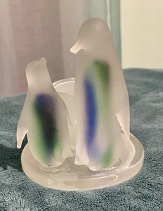 PARTYLITE PEGUIN CANDLE HOLDER P7196 FROSTED GLASS VOTIVE HOLDER. - Picture 1 of 6