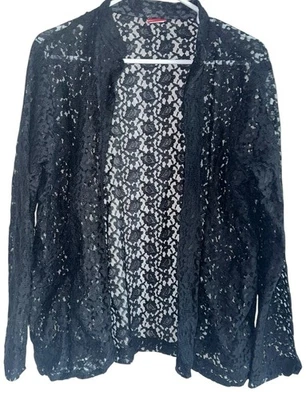 Винтажная женская кружевная куртка Tudor Court с открытым передом размер L Sheer Whimsigoth Fairy - Изображение 1 из 4