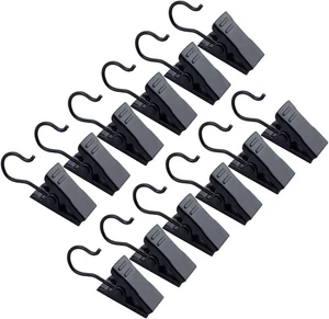 JANYUN 30 Pack Small Heavy-Duty Hook Clip Set Metal Curtain Hangers Black  - Picture 1 of 7