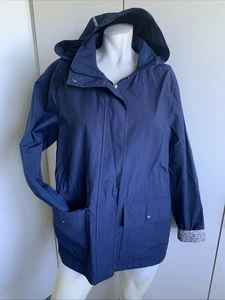 Lands’ End Damen Medium Navy Blau Regen Kapuze Windbreaker Jacke Snap/Zip - Bild 1 von 7