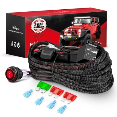 Kit de Arnés de Cableado Nilight Nylon 12 AWG 2 Cables Interruptor 12 V para Barra de Luz LED Foto 1 de 4