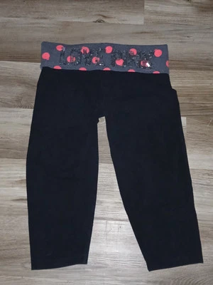 ROSA Victorias Secret Grande Lunares Bling Plegable Cintura Capris Leggings  Foto 1 de 4
