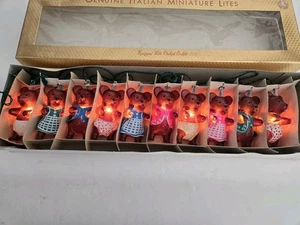 Vintage Genuine Italian Miniature Christmas Lites Light Set 10 Teddy Bears - Picture 1 of 13